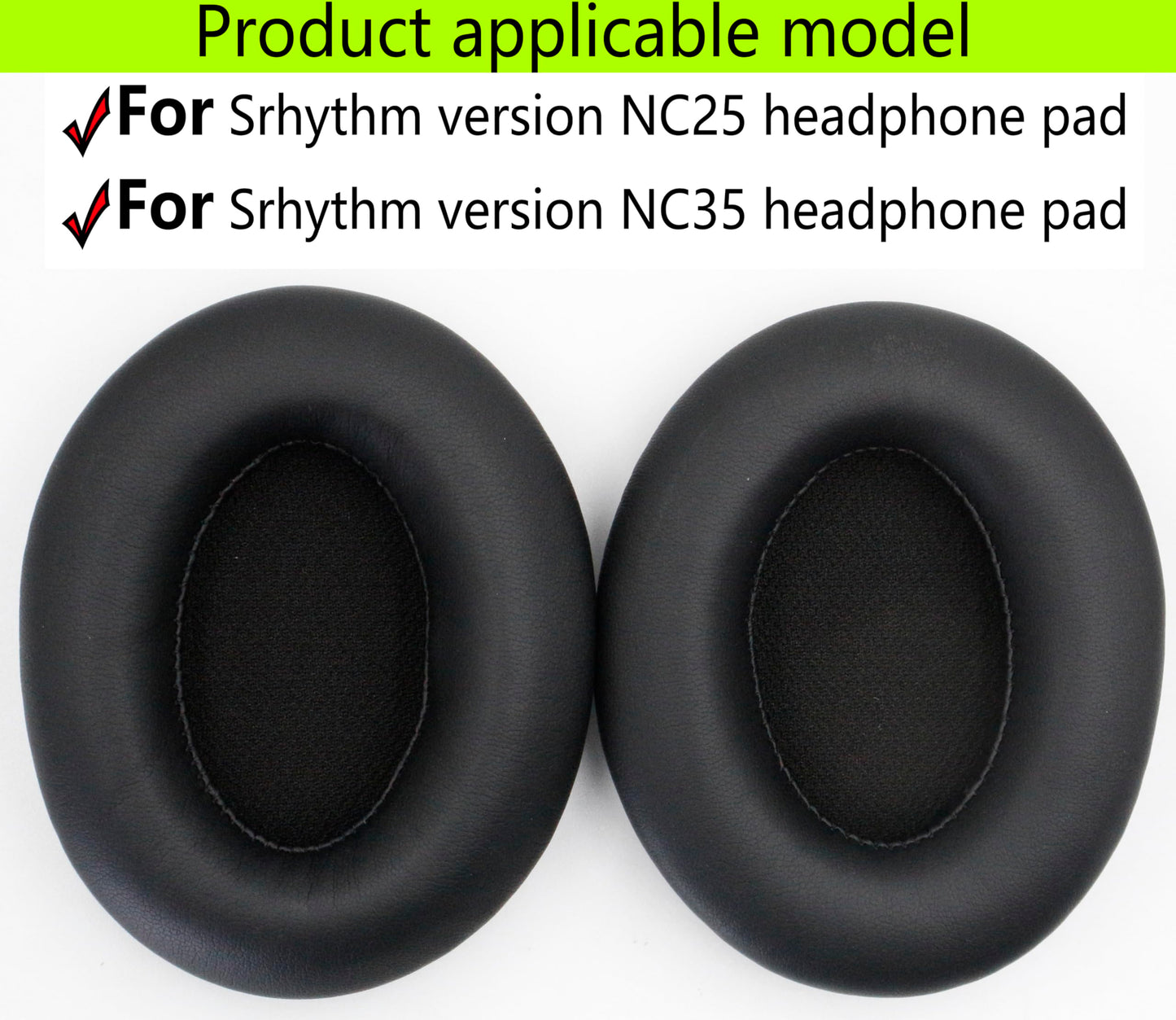 Replacement Ear Pads Compatible with Srhythm Version NC25 Earphones /NC35 Earphones Soft Protein Skin Memory Foam Made of Repair Accessories (Black)