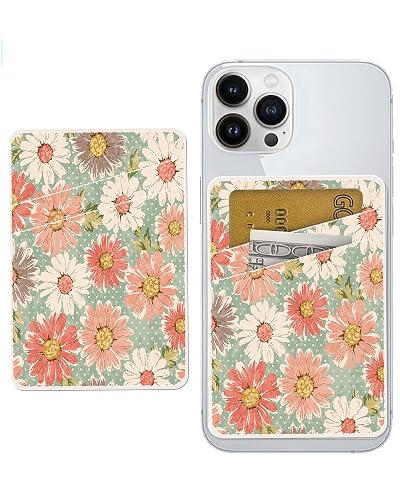 JYCardPKT Phone Card Holder Leather, Dual Pocket Phone Wallet Adhesive Stick On, Cute Phone Case Credit Card Holder, Suitable for Most of Phones Retro