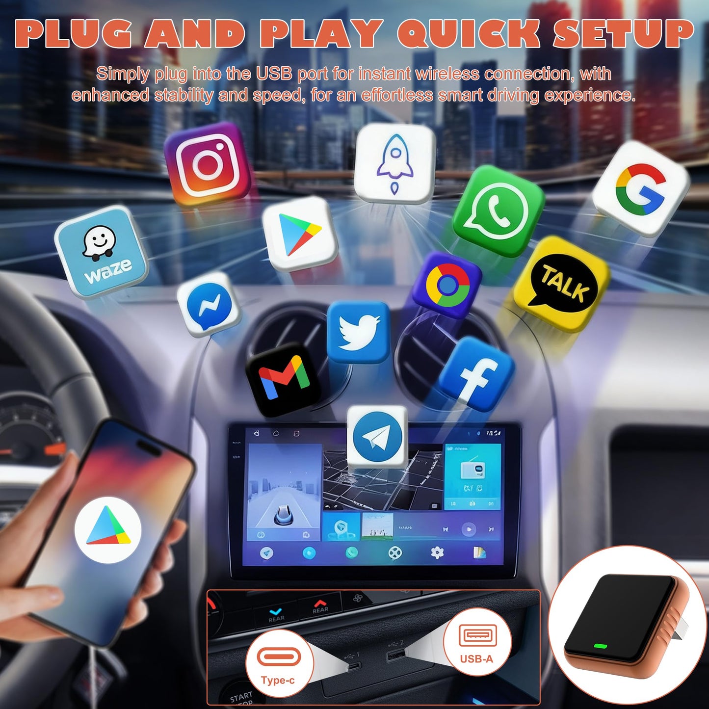 Etwre Wireless CarPlay Adapter 2026 (CP030)