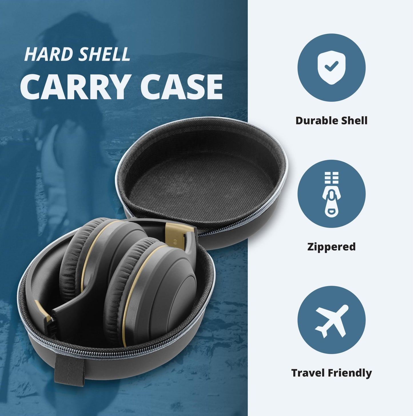 SENTRY OSH Over Ear Bluetooth Wireless Headphones, Active Noise Canceling -20dB Reduction, 22 Hour Battery Life, Control Buttons, Built in Microphone