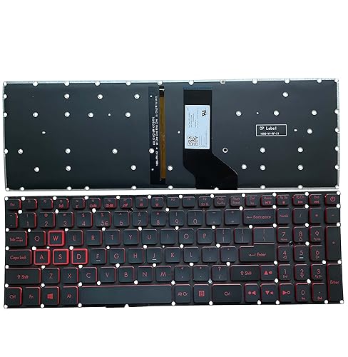 KB US Layout Notebook Keyboard for Acer Nitro 5 AN515 AN515-51 AN515-52 AN515-53 Series Laptop P/N: N17C1 N16C7 Series red Font, with Backlight,