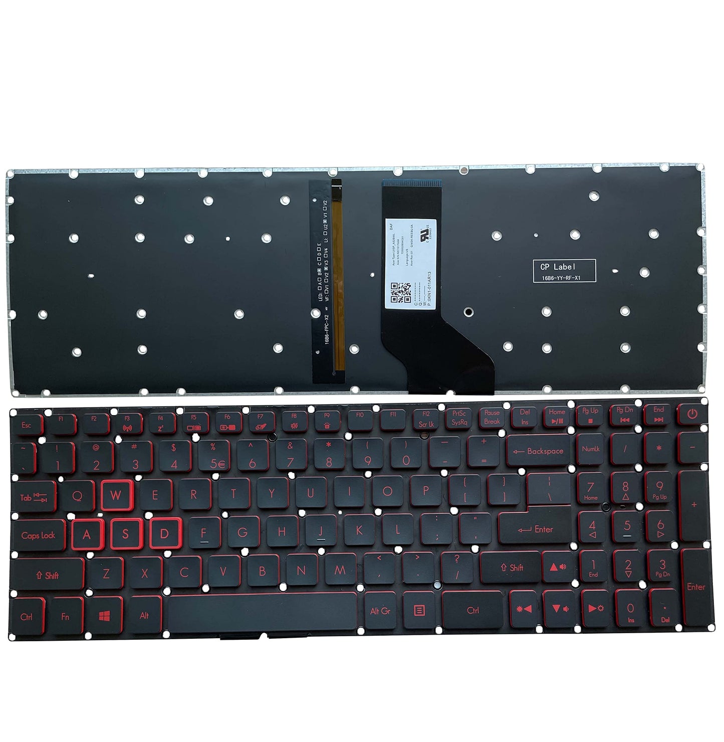 KB US Layout Notebook Keyboard for Acer Nitro 5 AN515 AN515-51 AN515-52 AN515-53 Series Laptop P/N: N17C1 N16C7 Series red Font, with Backlight,