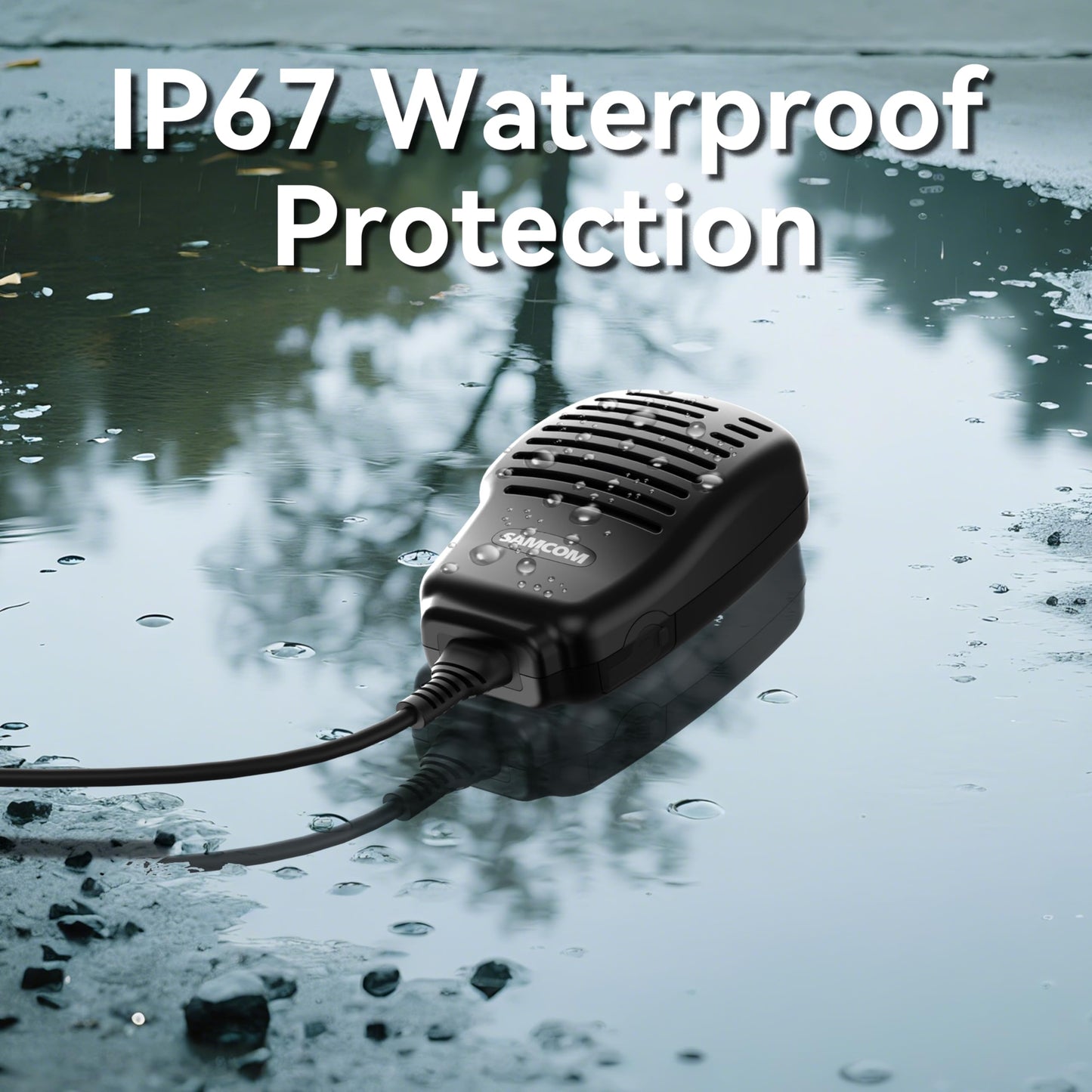 SAMCOM Walkie Talkie Speaker Mic IP67 Waterproof 2 Pin Shoulder Hand Mic Handheld with 360° Rotating Clip 3.5mm Audio Earphone Jack for Security Hotel