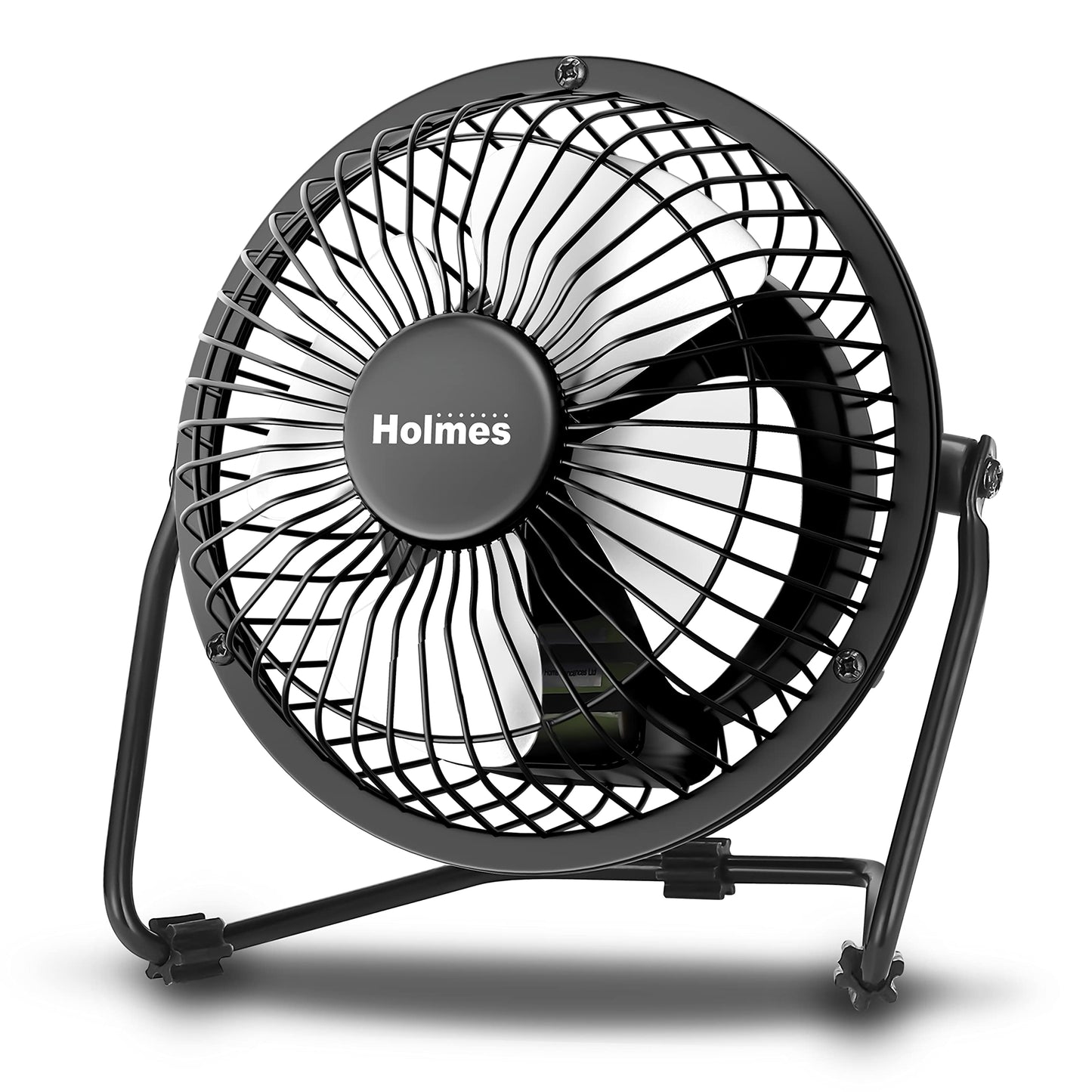 HOLMES Mini High Velocity Desk Fan 4in 4 Blade Black