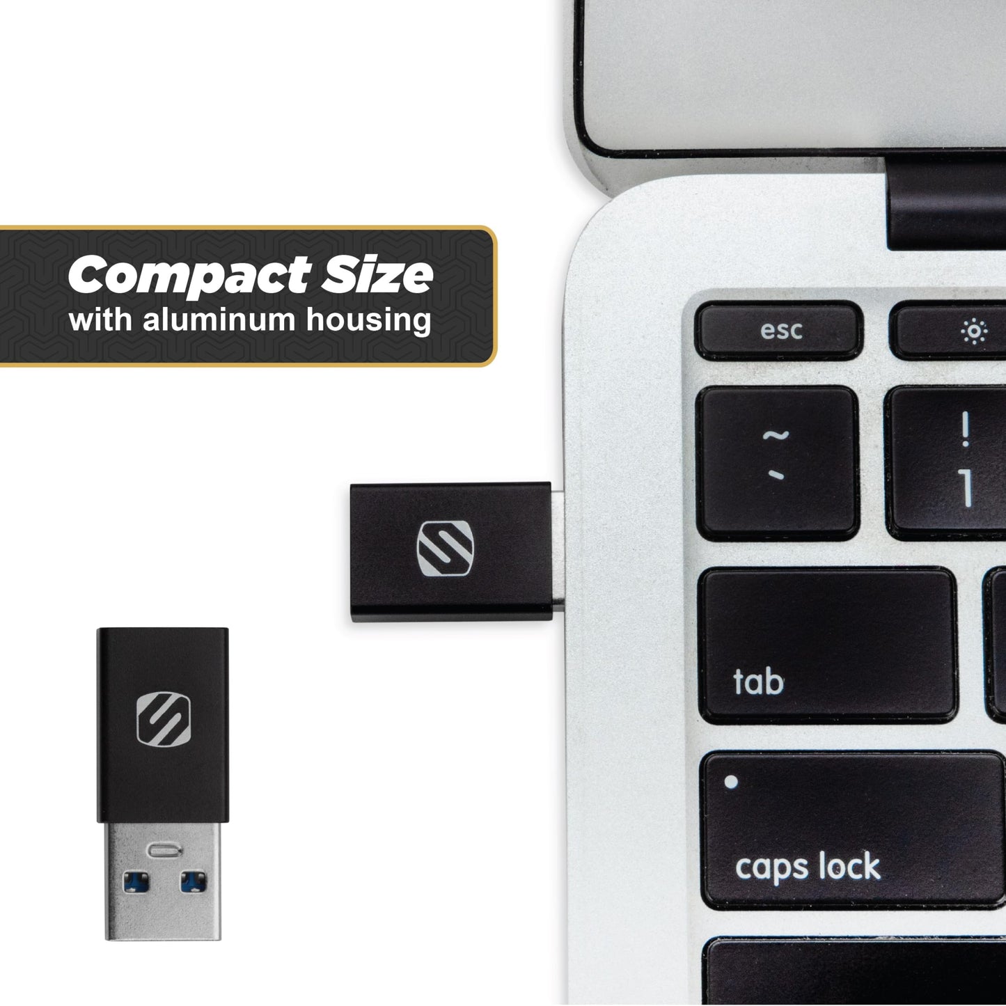 Scosche ACA-2PKSP Strikeline USB Type-C to USB Type-A Adapter 2 Pack - Black