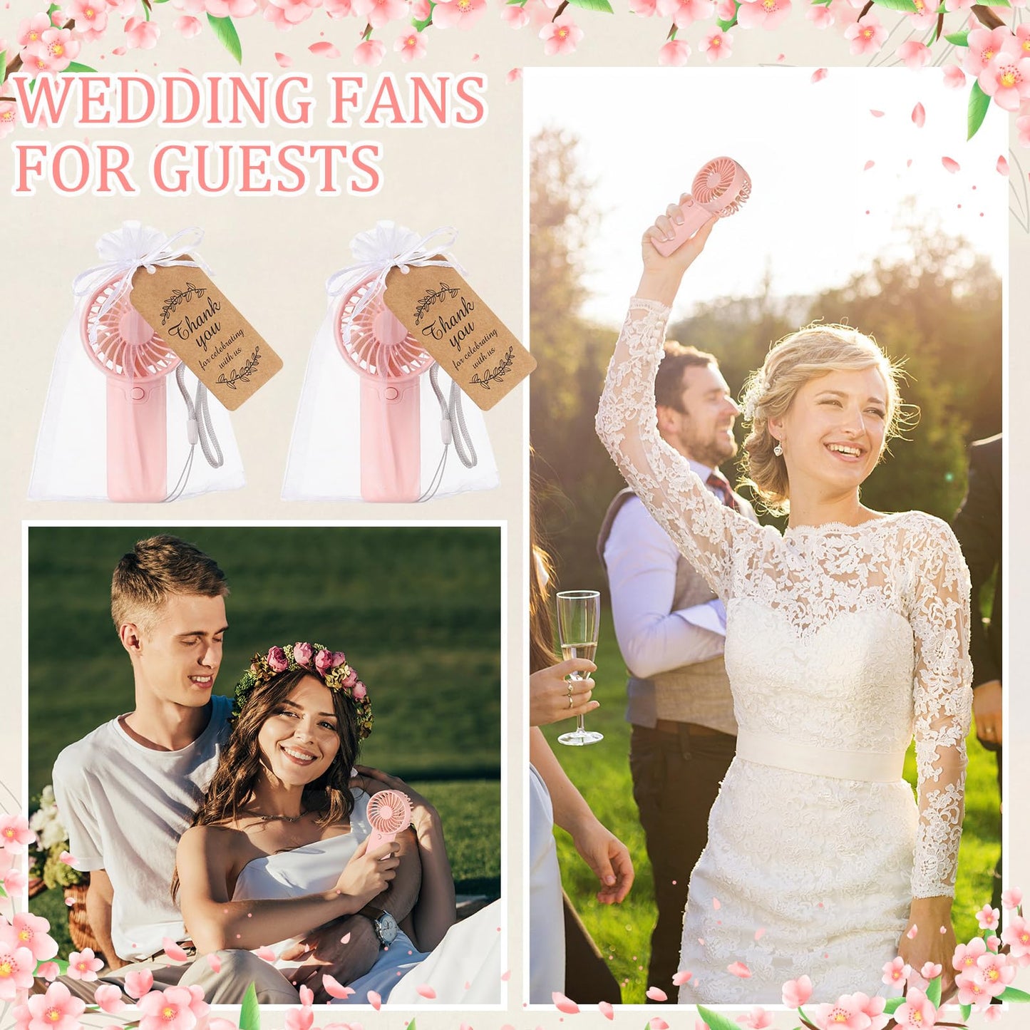 Mudder 36 Set Mini Handheld Fans Bulk, Folding for Wedding Gifts,Pink