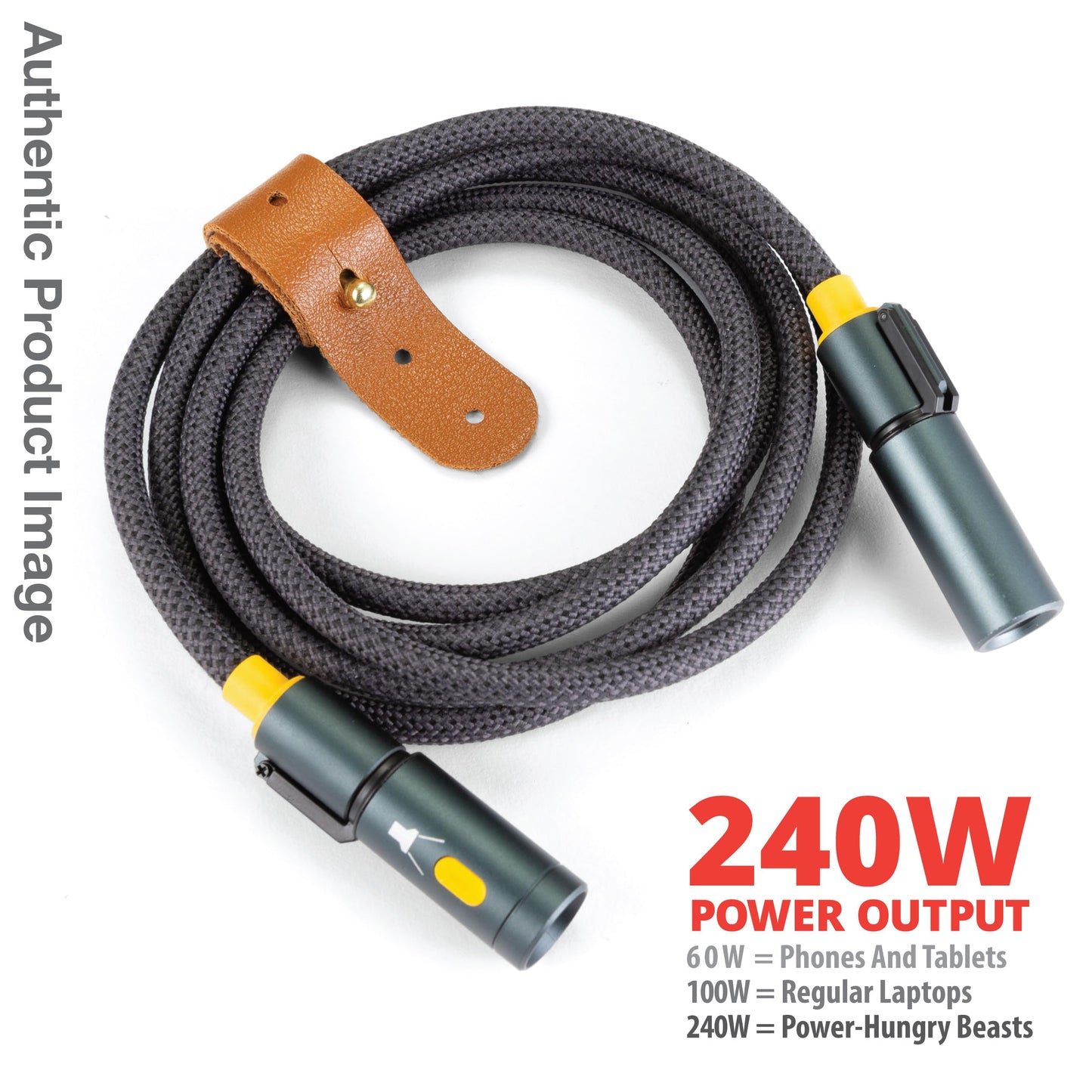 NTW 5 Feet 240W USB-C Charging Cable with LED Flashlight & Igniter, Fast Charging for MacBook, iPhone, Android, Heavy-Duty Nylon Braided, Dual USB-C