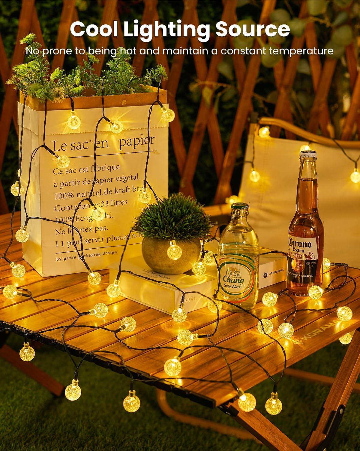 Brightown Solar String Lights Outdoor Waterproof, 2 Pack Total 120 LED 73 FT, Solar Powered Patio Lights with 8 Lighting Modes for Garden Yard Porch
