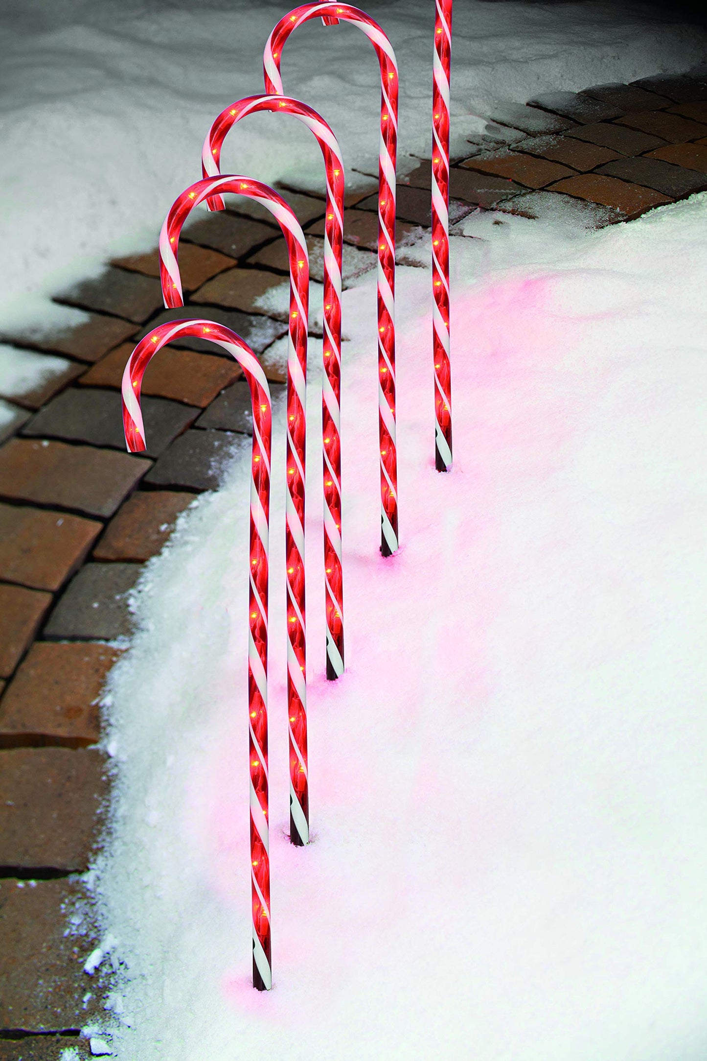 Tupkee Pre-Lit Candy Cane Decorations -Pathway Christmas Lights, 26-Inches (66 cm), Set of 5, Outdoor Christmas Decorations Yard Candycane Peppermint