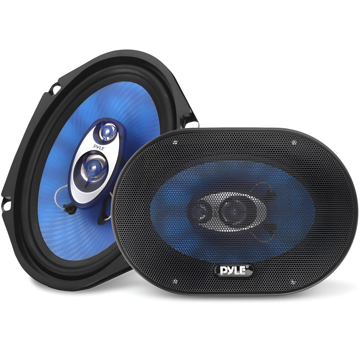 Pyle 6" x 9" Car Sound Speaker (Pair) - Upgraded Blue Poly Injection Cone 4-Way 400 Watts w/ Non-fatiguing Butyl Rubber Surround 50-20Khz Frequency Response 4 Ohm & 1.25" ASV Voice Coil PL6984BL Blue