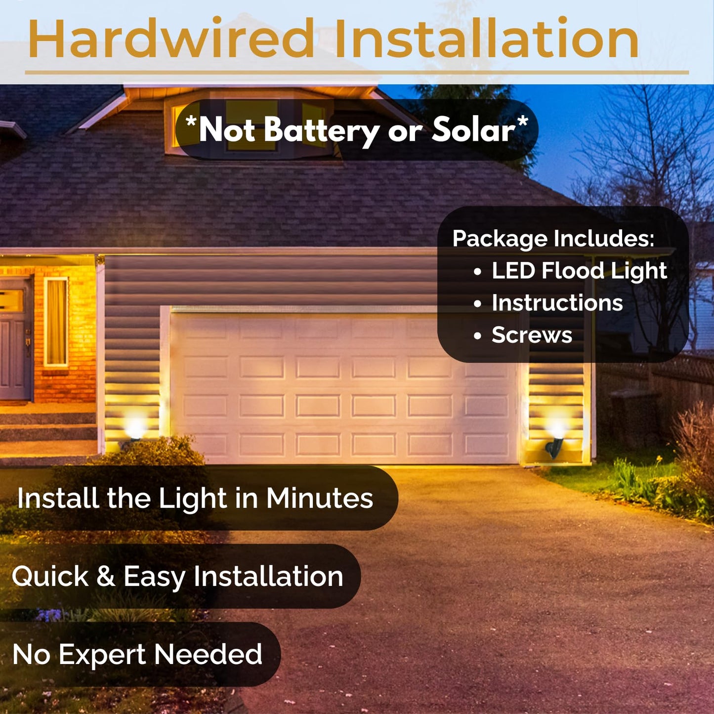 HOMEnhancements LED Outdoor Single Bullet Flood Light, 10W Hardwired Spotlight, Waterproof Security Light for Yard, Patio & Landscape, 3000K Warm