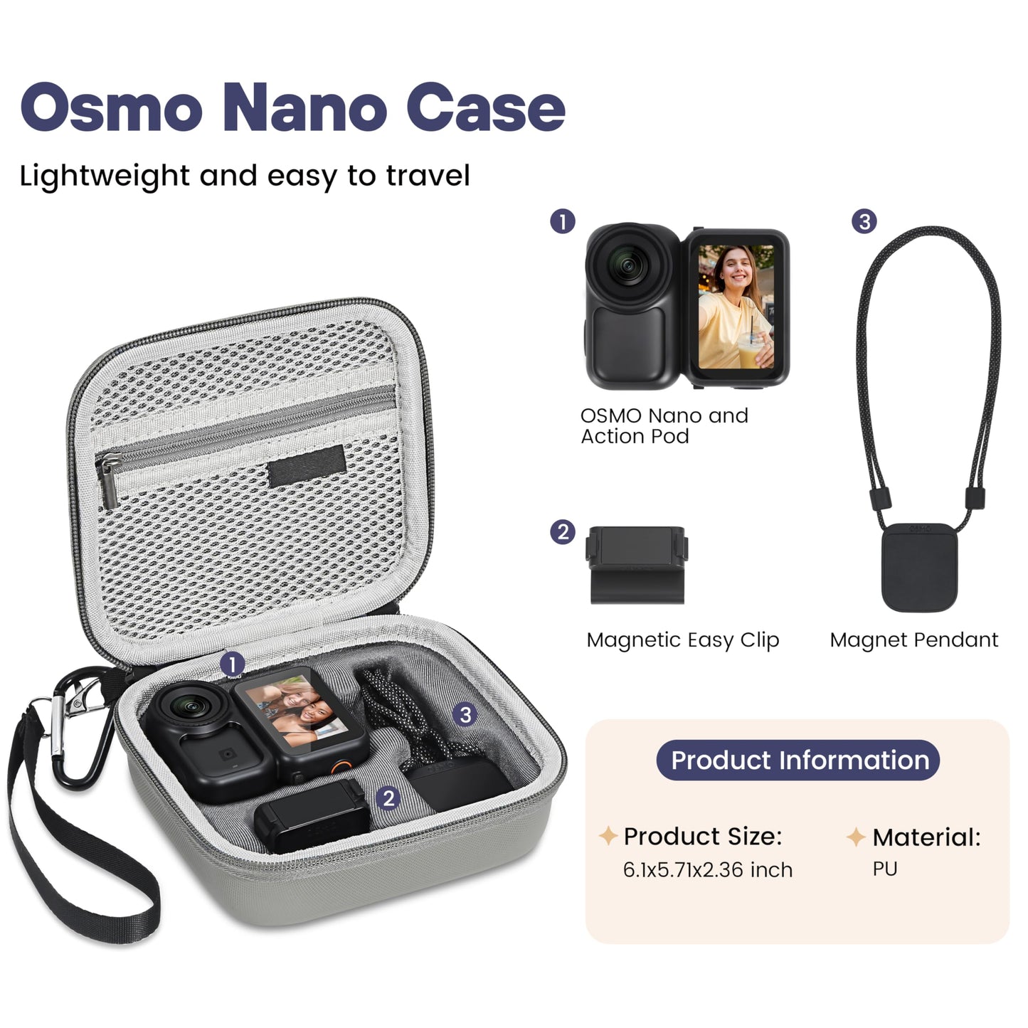 STARTRC PHOTO Osmo Nano Case, Protective Carrying Case for DJI Osmo Nano Accessories, Portable PU Leather Storage Bag for Travel Outdoor Vlogging