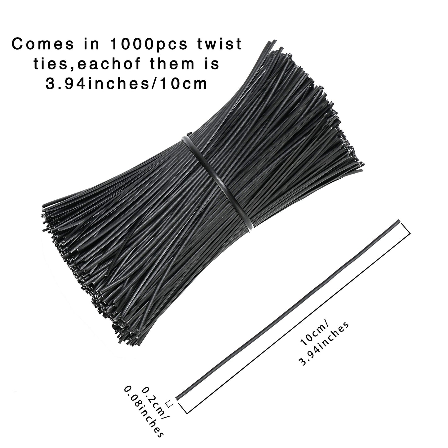 SumDirect 1000Pcs 4 Inch Plastic Twist Ties for Bags, Wire Cable Ties for Plants,Breads,Household and Office Use