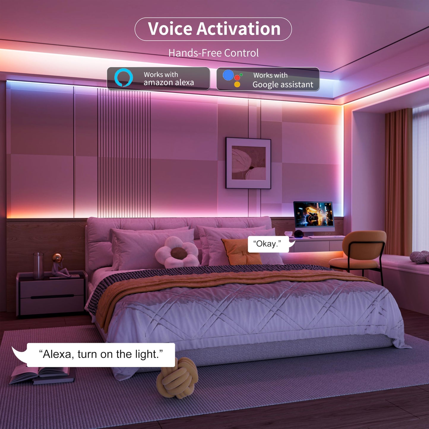 MIWISE RGB Smart IC COB LED Strip Light,32.8ft Color Chasing Flexible LED Tape Light,WS2811 Addressable RGB Strip with APP Control/Music Mode,Work