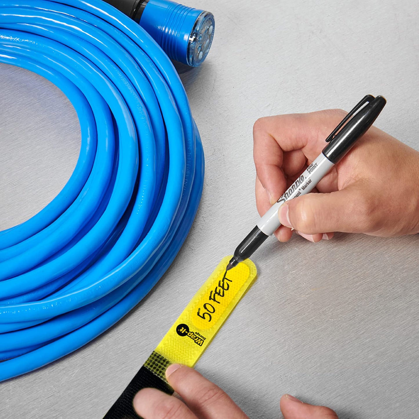 Wrap-It Storage Hook and Loop Cinch-Straps (Assorted 16 Pack) with Write on Label for Easy Cord Identification and Cable Management, Reusable
