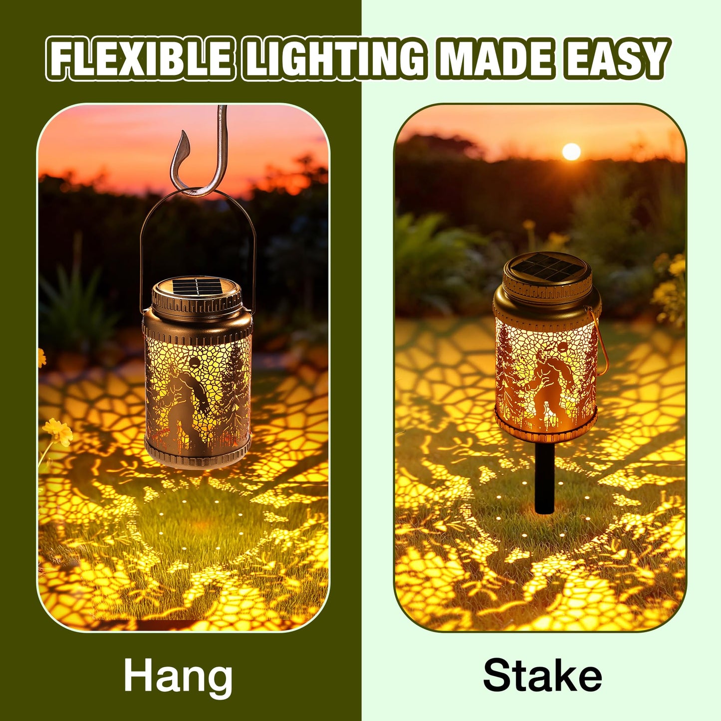 Cooo 6 Pack Valentines Day Gifts for Him Her Solar Lanterns Outdoor Waterproof Bigfoot Sasquatch Solar Pathway Lights Landscape Path for Women Mom