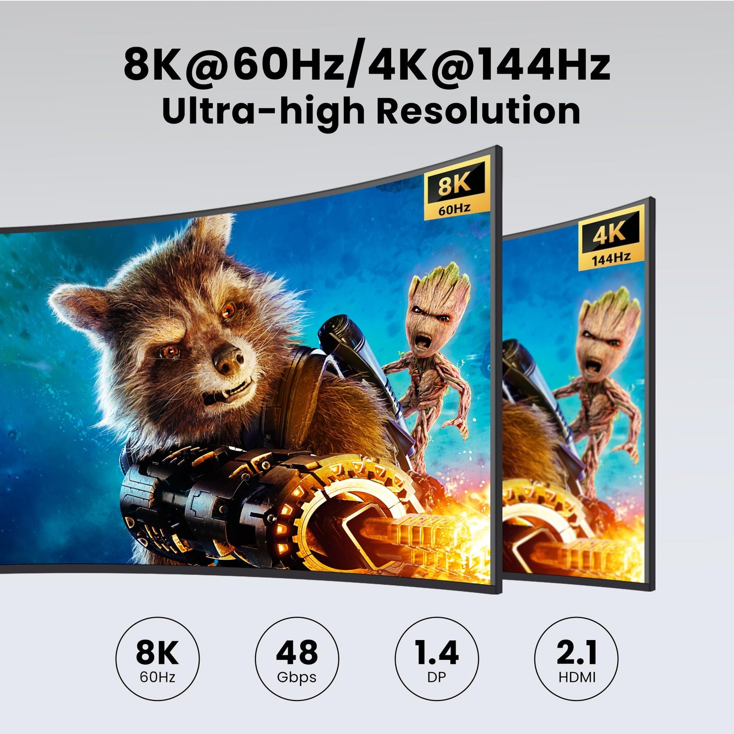 8K@60Hz HDMI+DP KVM Switch with 4-Port USB 3.0 Hub Dual HDMI Monitor KVM Switch for 2 Computers Supports Extended/Copy Mode, Keyboard & Mouse Sharing