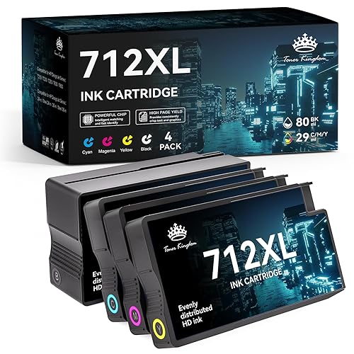 712XL Ink Cartridges Compatible Replacement for HP 712XL 712 Ink Cartridges Combo Pack Works with HP DesignJet T210 T230 T630 T650 Studio Plotter