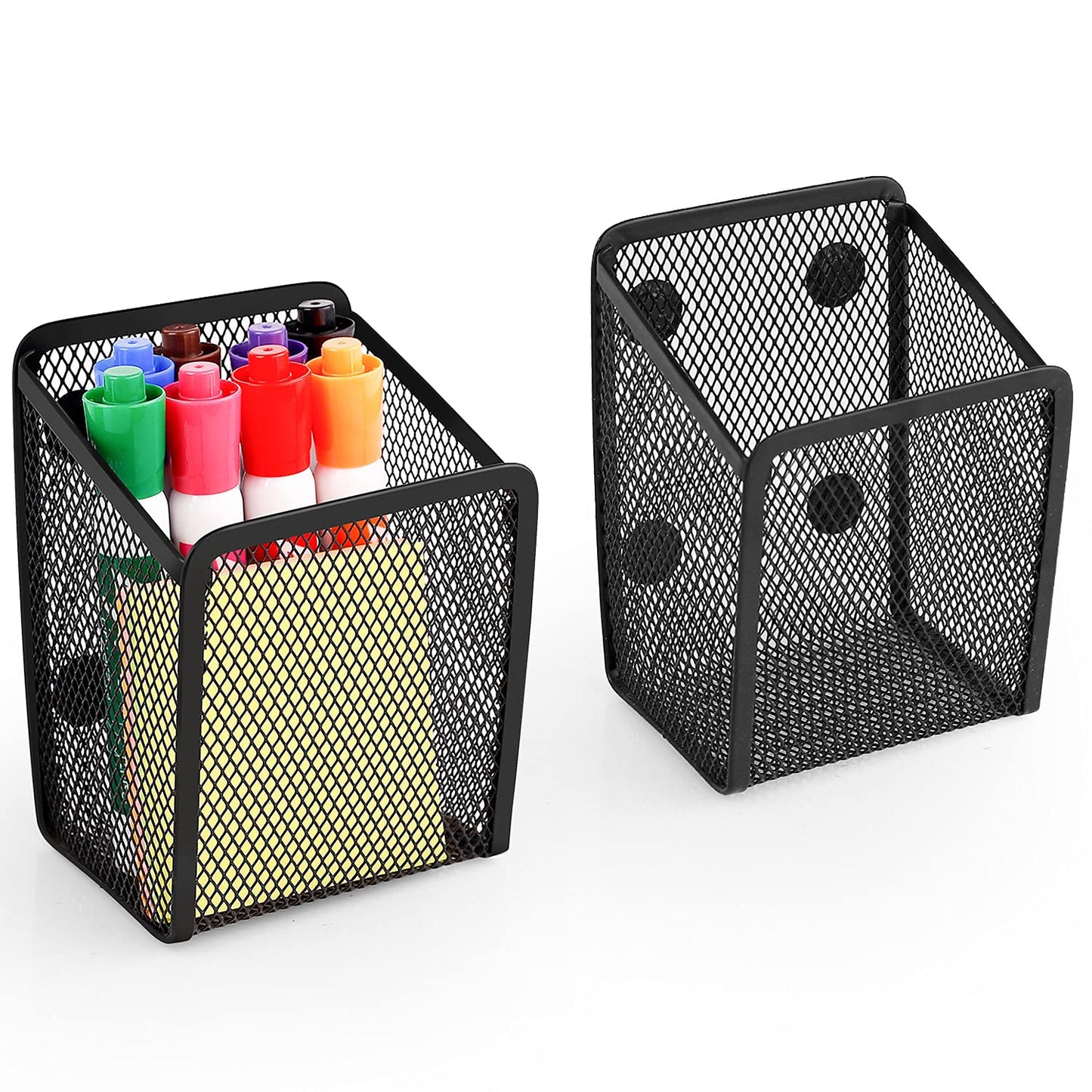 Ameceres Magnetic Pencil Holder - Extra Strong Magnets Mesh Marker Holder Perfect for Whiteboard, Refrigerator and Locker Accessories (1-Compartment