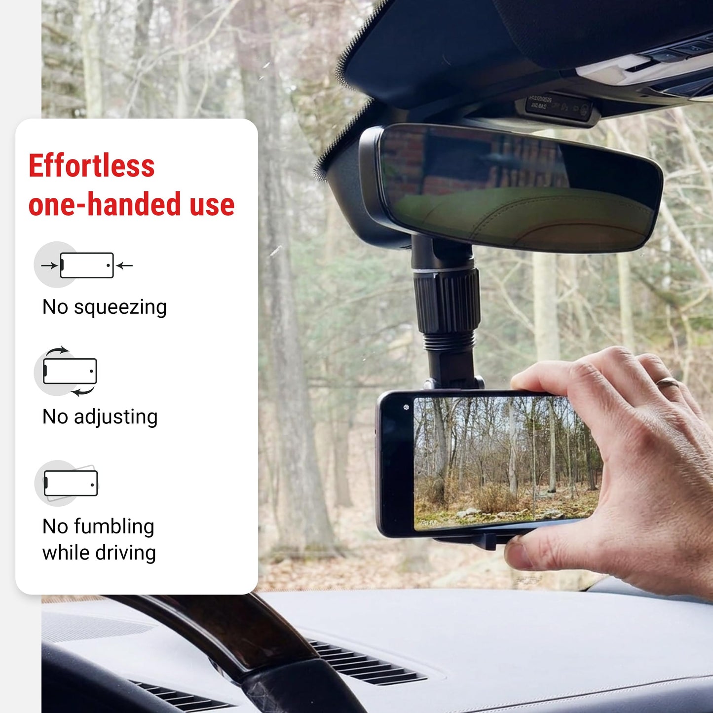 Lounge-IT Car Phone Holder, Magnet+NoSlip Rests, 2-mounts-in-1 Mirror+Vent Mount, Works with iPhone, Samsung Galaxy, Pixel, Motorola, etc, Black