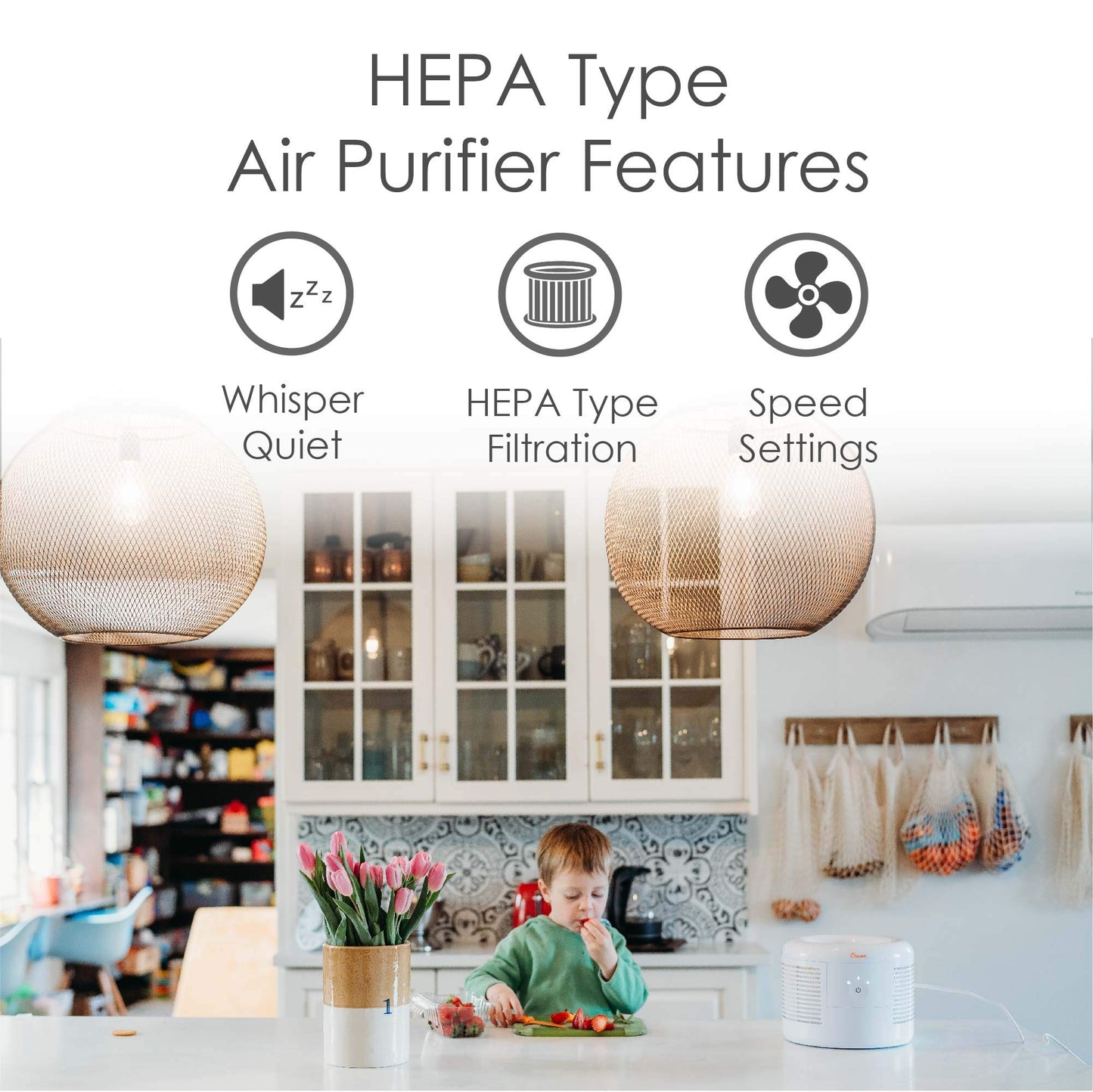 Crane HEPA Air Purifier, Air Purifiers for Home, Quiet Air Purifier HEPA Filter, Home Air Purifiers, Air Purifier For Pets, Office, Baby Nursery