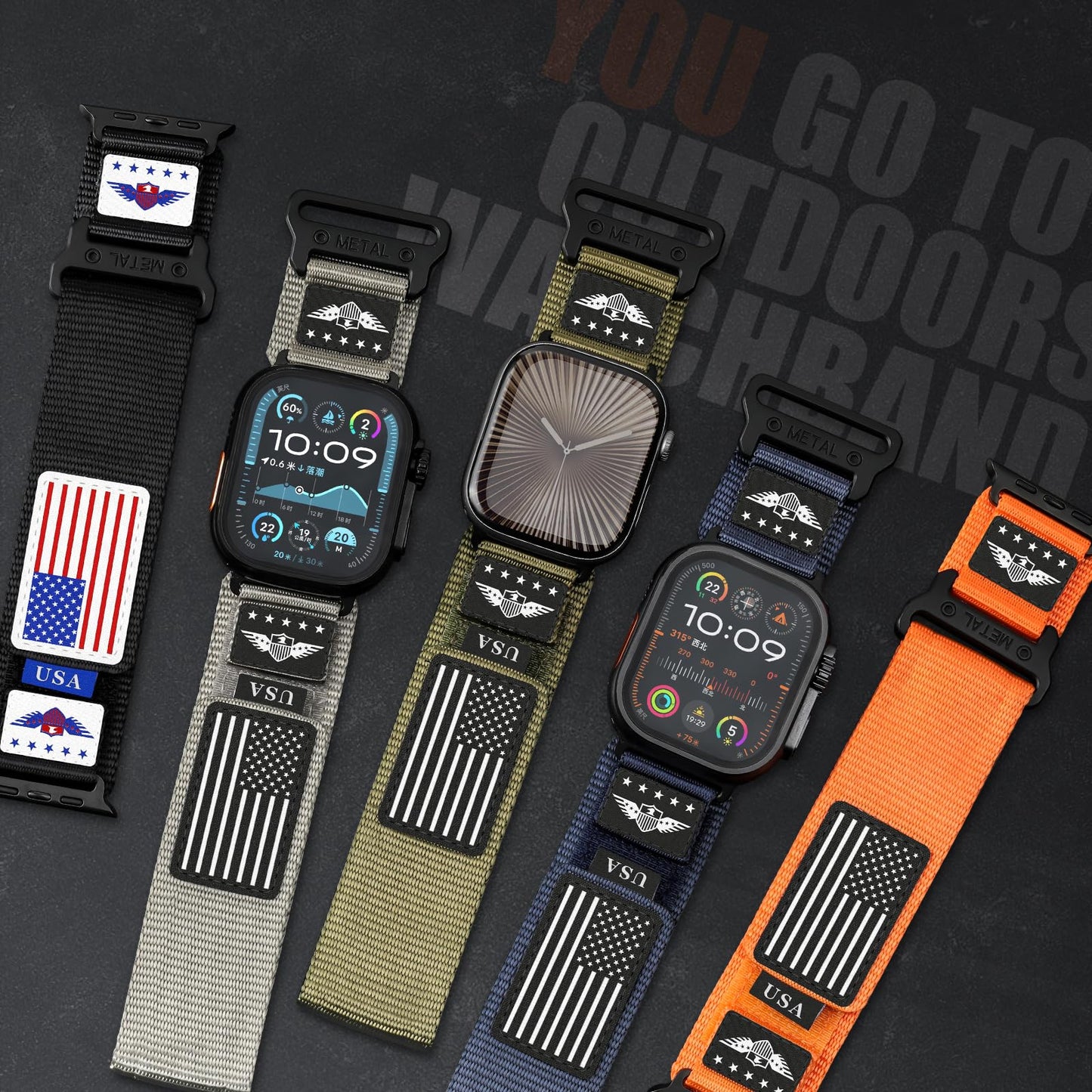 Rugged Nylon for Apple Watch Band for Men Series 11/10/9/8/7/6/SE/5/4/3/2/1 iWatch Bands Man,Soft Woven Adjustable Stars-Stripes Flag Wristbands Strap