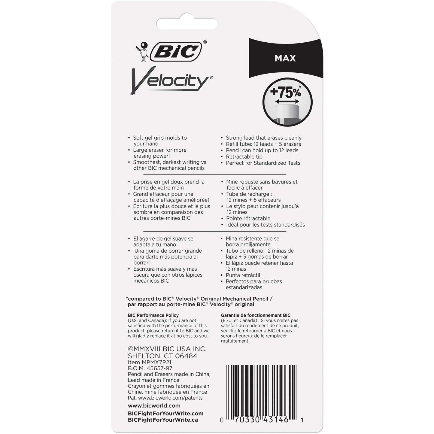 BIC Velocity Max Mechanical Pencils, With Colorful Barrel, Medium Point (0.7mm), 2-Count Pack Mechanical Pencils With Erasers and Lead Refills