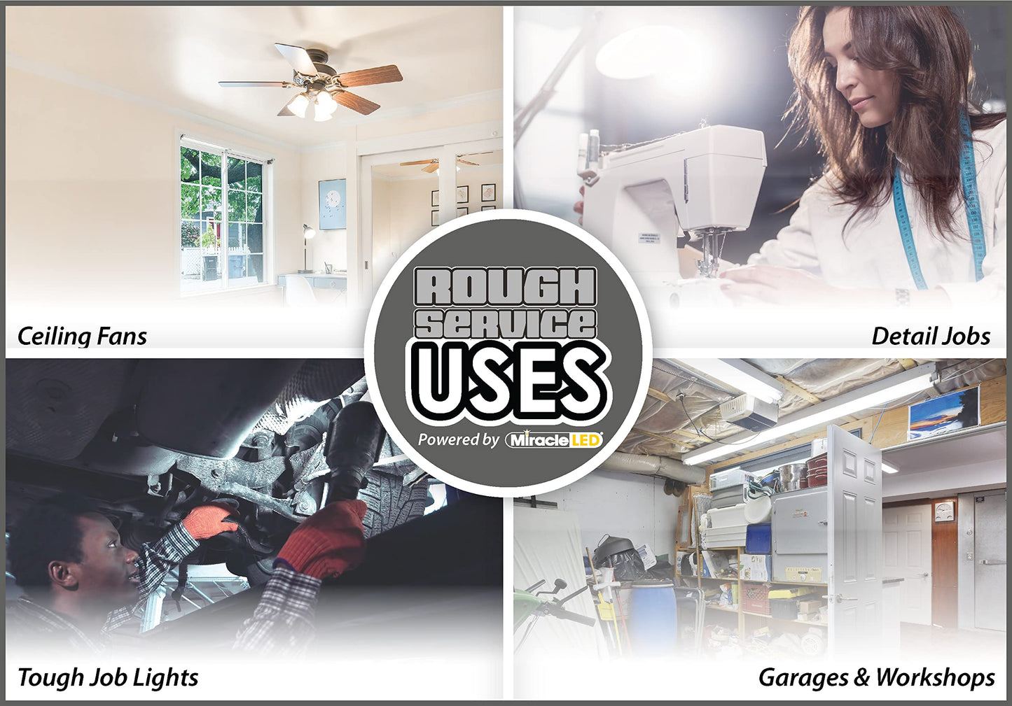 Miracle LED 606761 LED 100W Household Replacement (2-Pack) Rough Service, Daylight Bright White, A19, E26, 2 Piece