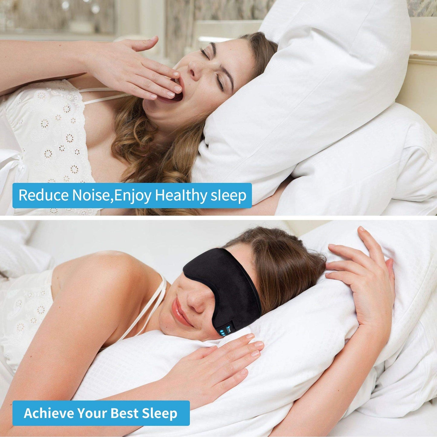Voerou Sleep Headphones 5.2 Bluetooth Sleep Mask with Music and Ultra Thin Speakers Perfect for Sleeping, Air Travel,Meditation and Relaxation,Unique…