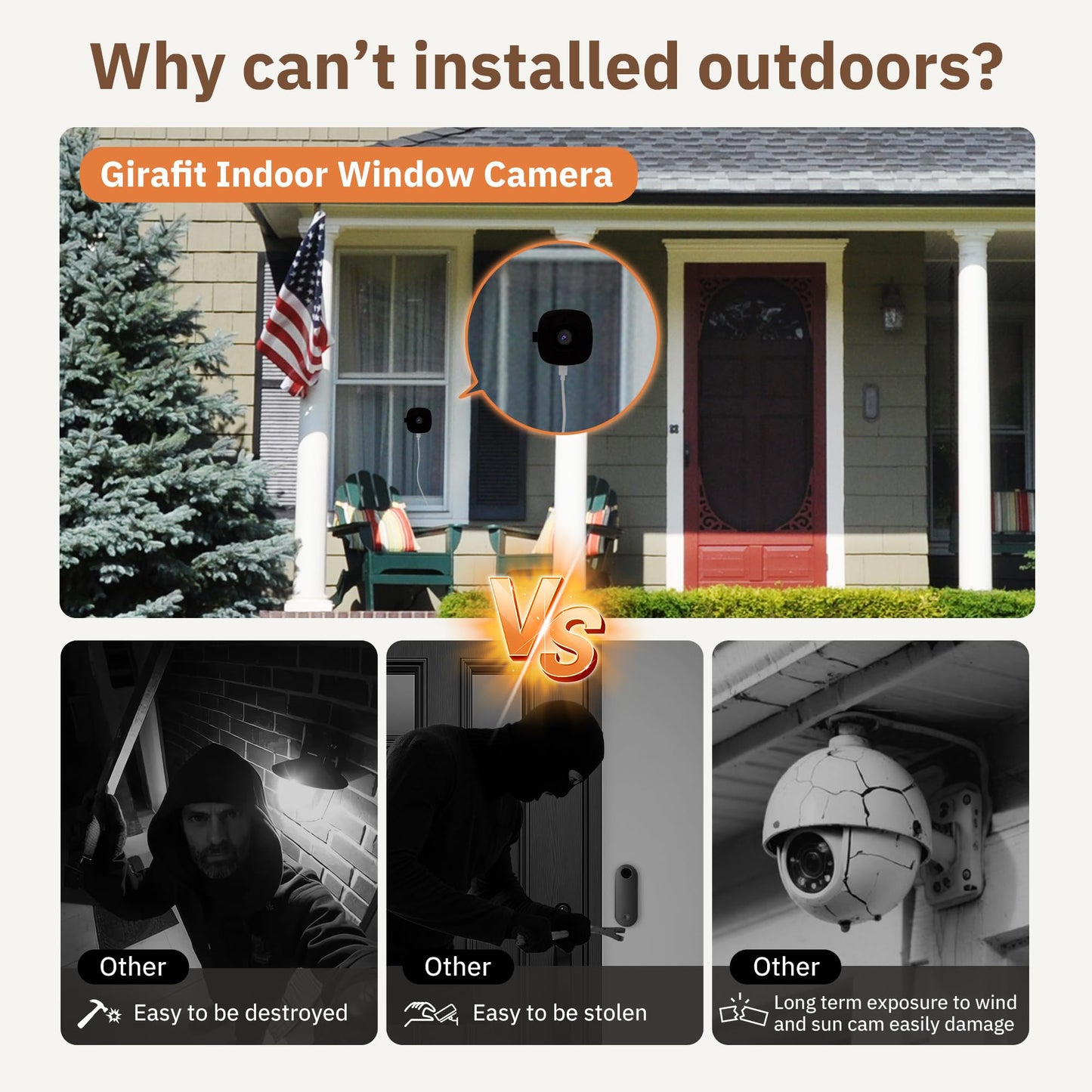 Girafit 2K Window Camera,2.4GHz & 5GHz WiFi Indoor Cameras for Home Security with ChroMax Al Color Night Vision,Person & Motion Detection,Easy & Quick