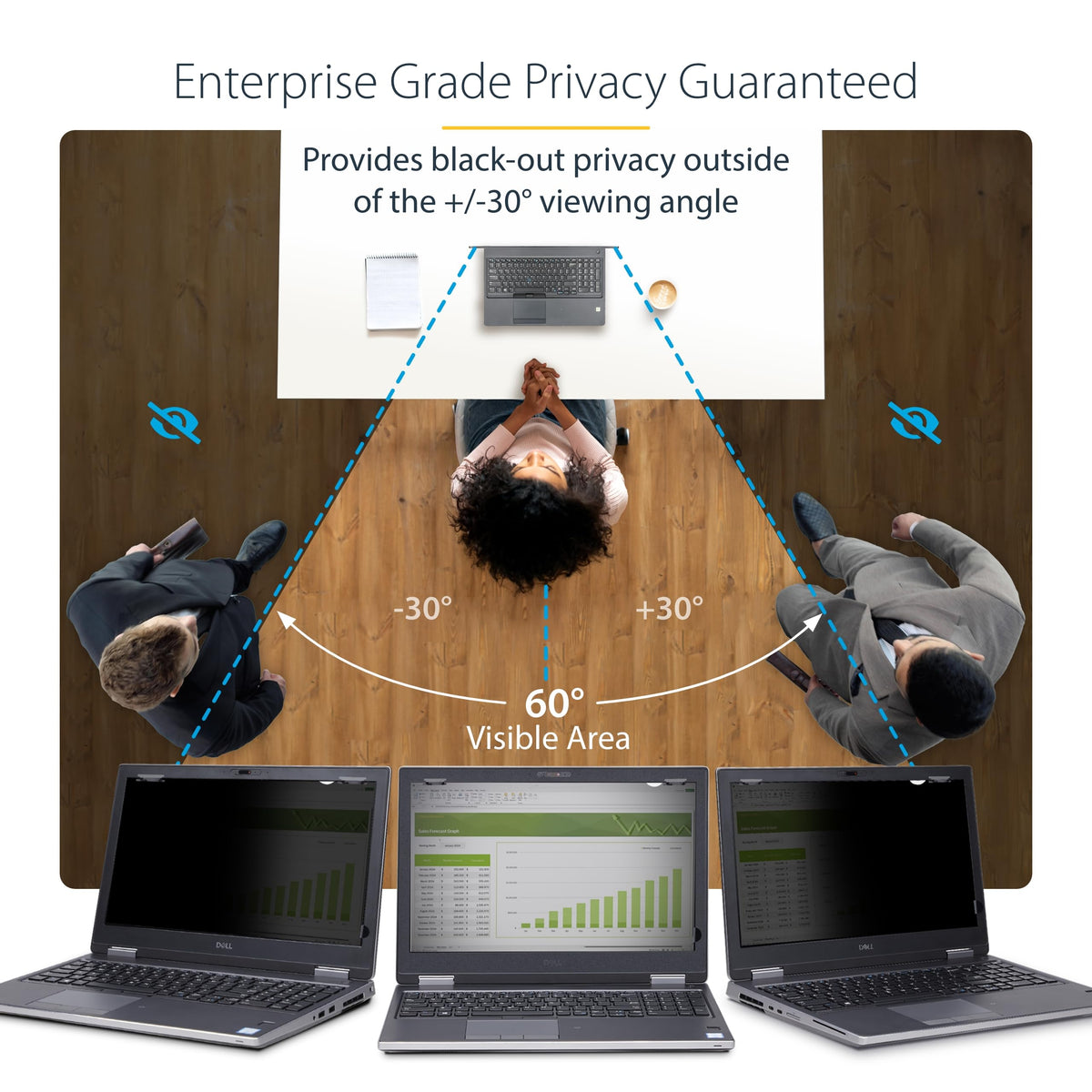 StarTech.com 16-inch 16:10 Flip-Up Privacy Screen with Touch, Laptop Security Shield, Anti-Glare Blue Light Filter