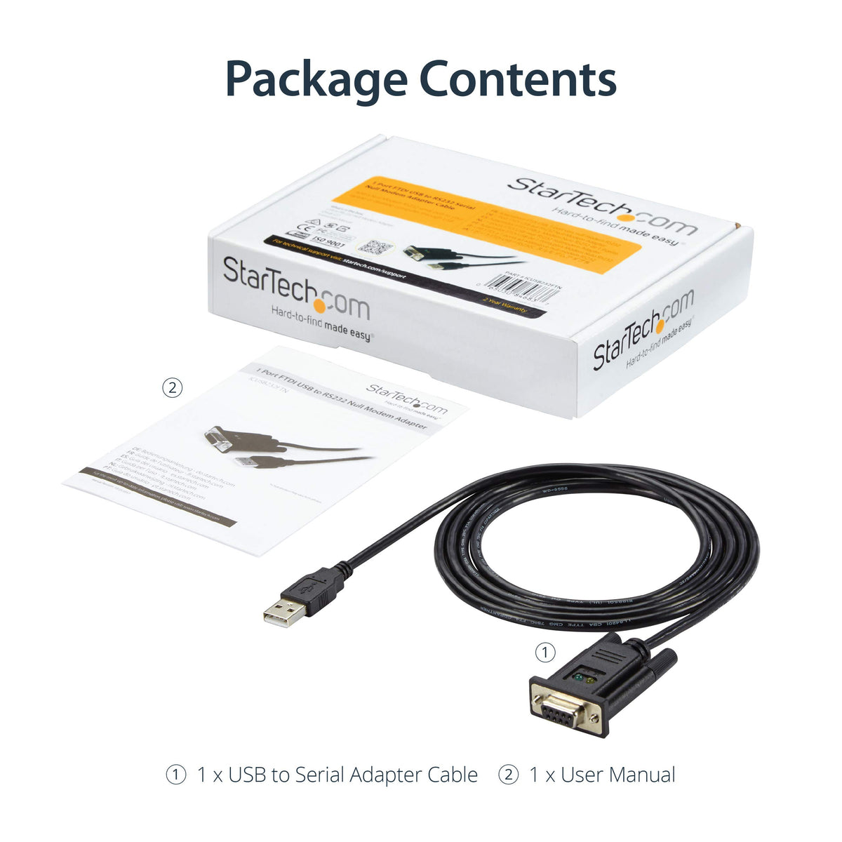 StarTech 6ft USB to Serial RS232 Adapter, Null Modem, TAA (ICUSB232FTN)