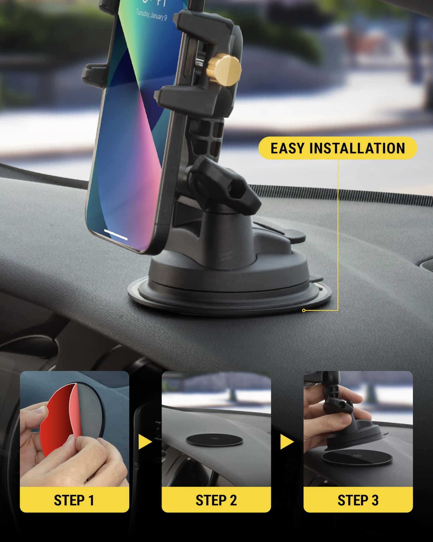 Scosche DMDHD-BPO Universal Heavy-Duty Adhesive Dashboard Pad Mounting Disk for Suction Cup Phone Holder, Dash Cam, GPS, MagicMount Flat Surface 3M