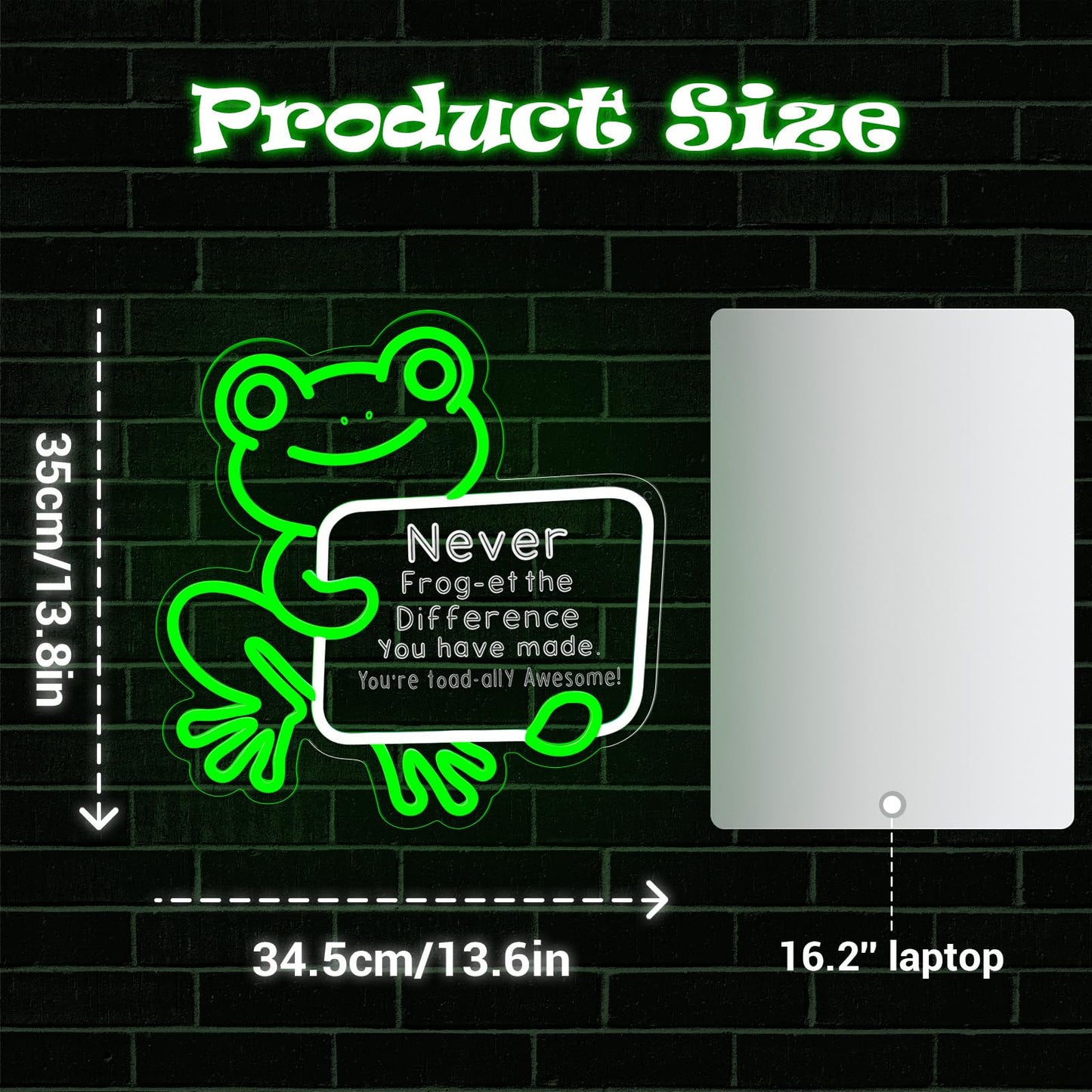 Inspirational Frog Neon Sign for Wall Decor, Positive Emotional Animals Frogs Wall Art Gifts for Him Her Women Men Coworker Employee Retirement (Green