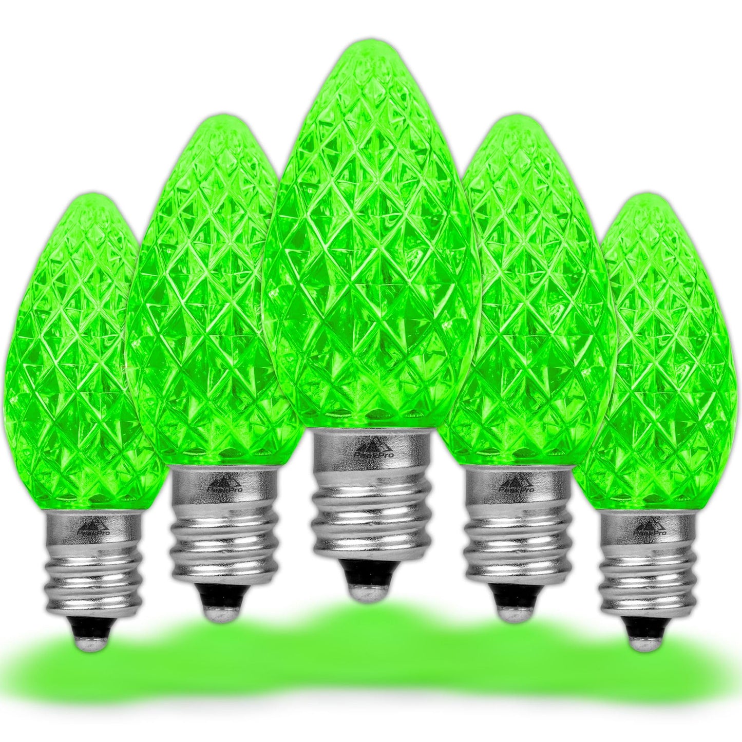 Novelty Lights 25PK Faceted Green C7 LED Christmas Light Replacement Bulbs