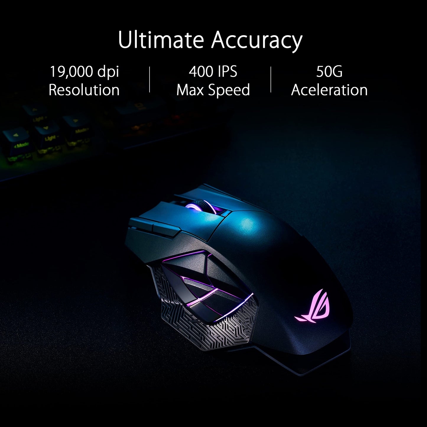ASUS ROG Spatha X Wireless Gaming Mouse - MMO/MOBA Design, 12 Programmable Buttons, Right-Handed, 168g, Dual-Mode (Wired/2.4GHz), 19K DPI, up to 67Hr