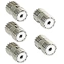 RFAdapter PL259 Barrel Connector, 5 Pack UHF Female to Female Coax Coaxial Adapter Coupler for CB Ham Radio Antenna, SWR Meter Cable Extention