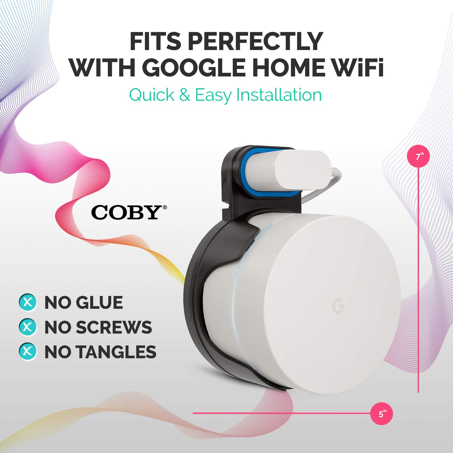Coby WiFi Wall-Mount Holder, Wall-Outlet Router Mount with Cable Management, No-Screw Hidden Storage Stand Compatible with Google Home WiFi Devices