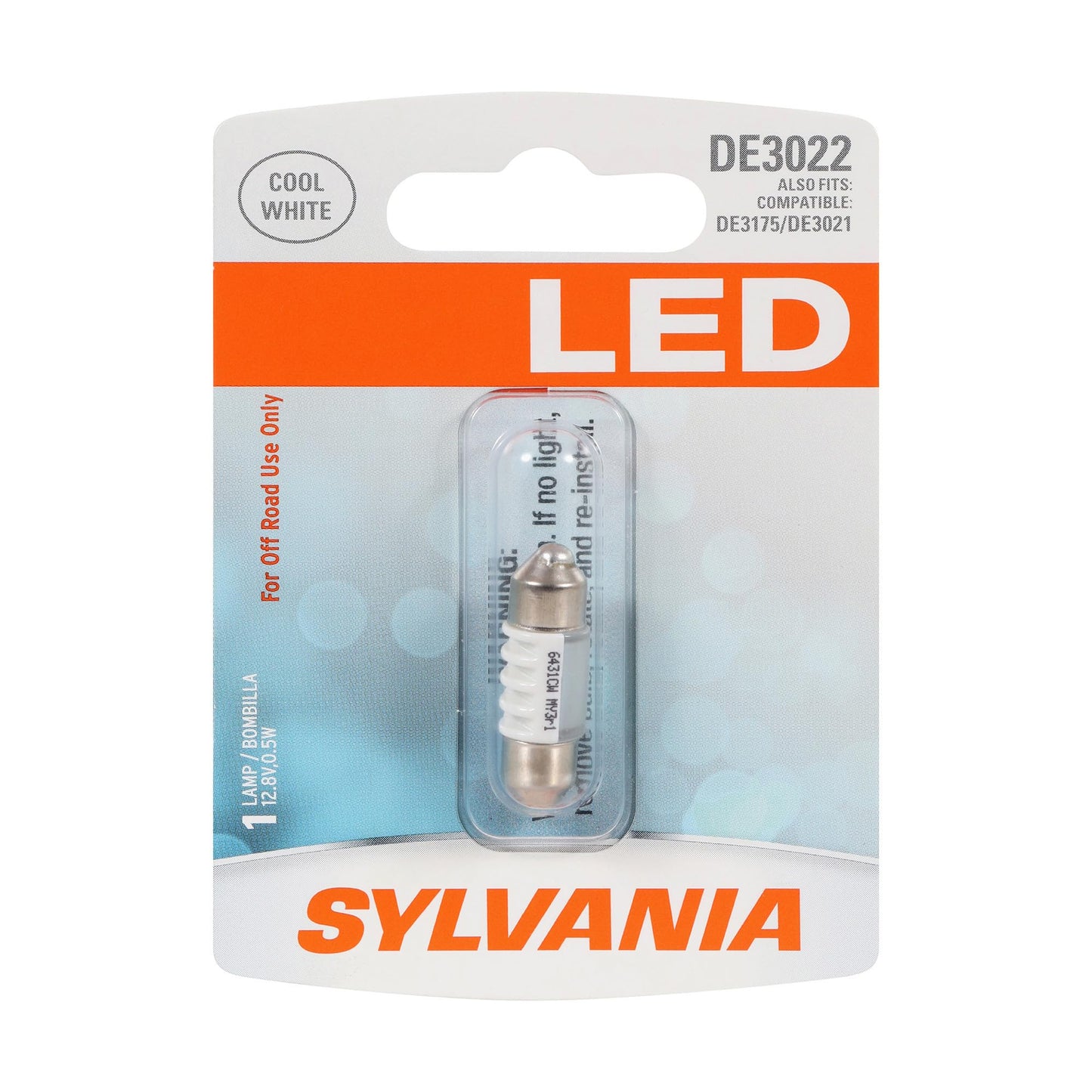 SYLVANIA DE3022 31mm Festoon LED Mini Bulb, White, 1 Bulb, Interior