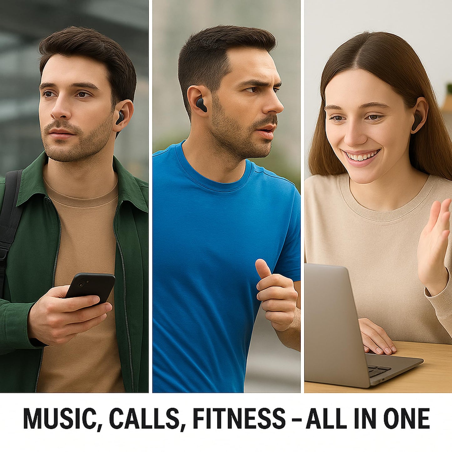 Scanmarker Bluetooth Wireless Earbuds with Microphone, 8 Hours Playtime, 32 Hours Total with Charging Case