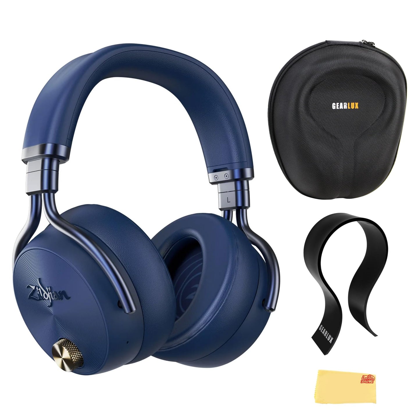Zildjian ALCHEM-E Perfect Tune Over-Ear Headphones - Midnight Bundle with Case, Stand, and Austin Bazaar Polishing Cloth