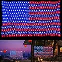 MINIAO American Flag Lights, 420 Super Bright Lighted American Flag Net Light Waterproof US Flags String Light for Independence Day July 4th