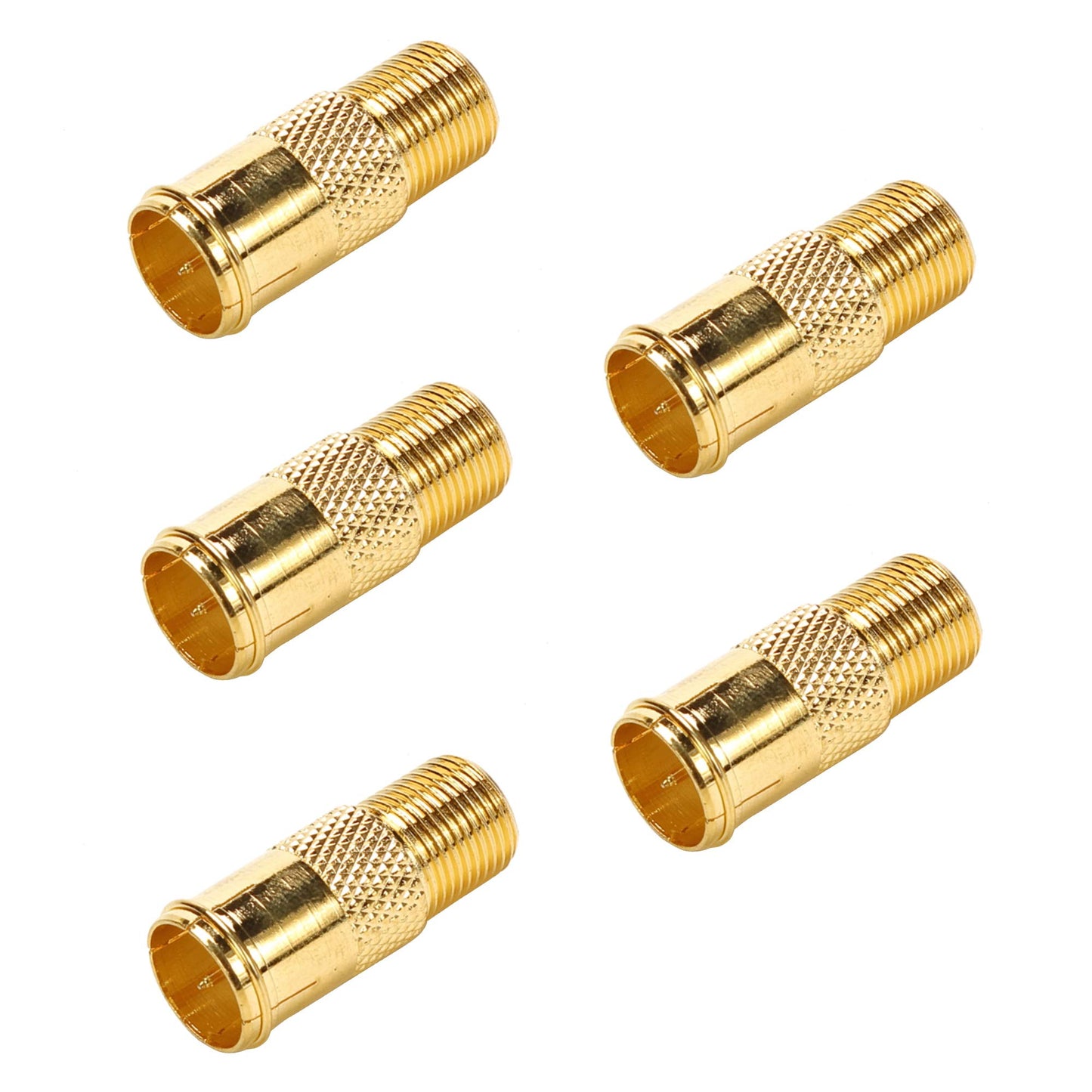 TLS.eagle RG6 Compression F Type Connector Quick Push on Coax Cable Adapter Gold Plated Pack of 5