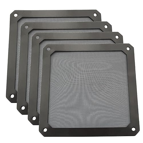 ZYAMY 4pcs 120mm PC Fan Dust Filter Magnetic Frame Computer Fan Grills Dust Mesh PC Cooler Filter Screen Dustproof Case Covers 12cm x 12cm, Black