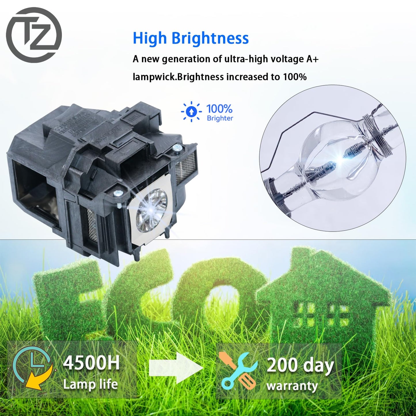 TZRSQL A+ Quality for Epson ELPLP78 PowerLite Home Cinema 97 98 99W 2000 2030 EB-965 730HD 725HD VS230 VS330 EX7230 EX7235 EX5220 EX3220 EX6220 EX7220
