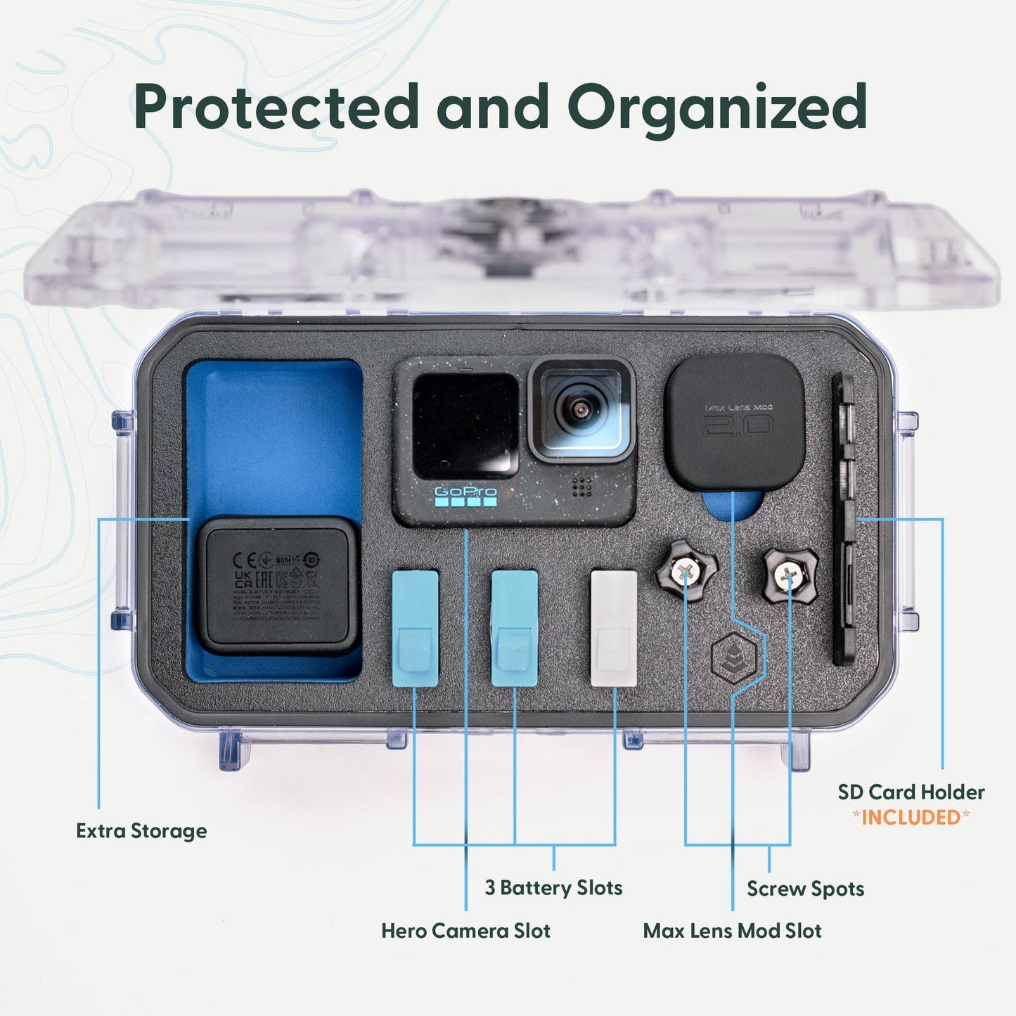 Evergreen Dry Box - Protective Case for GoPro | Compatible with GoPro Hero 9, 10, 11, 12 | Waterproof, Shockproof, Dustproof | Pre-Cut Battery Insert
