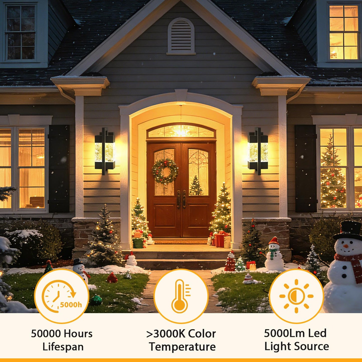 sinear 5000LM LED Outdoor Wall Light, 3000K Porch Lights Outdoor with IP66 Waterproof for Outdoor Decor, Matte Black Outside Wall Mount Lights