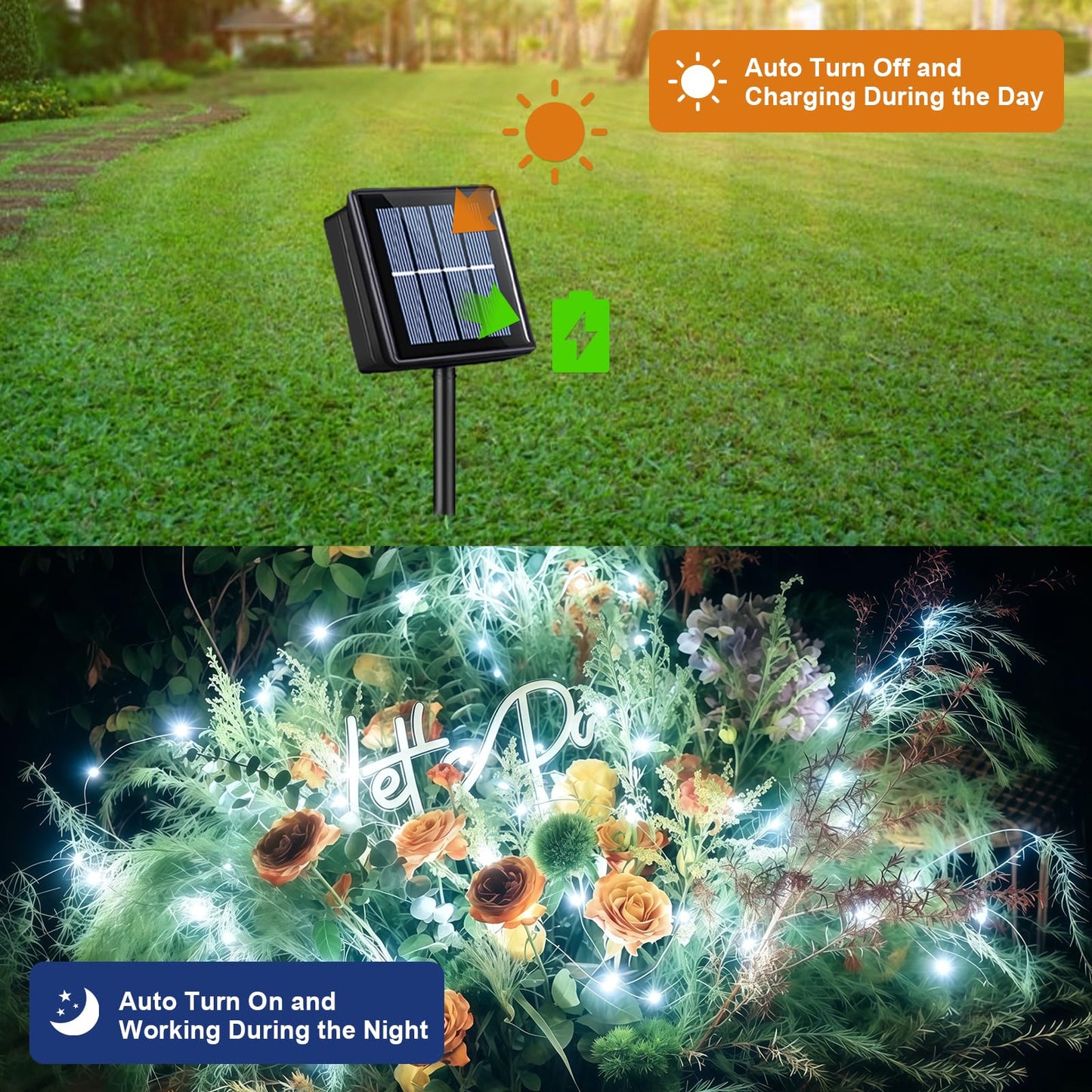 QITONG 4 Pack Solar Fairy Lights, Each 33ft 100 LED White Christmas String Light Outdoor Waterproof, 8 Modes Silver Wire Christmas Twinkle Mini Lights