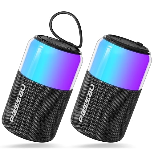 Passau Portable Bluetooth Speaker with Lights Show, 15W Loud Clear Sound, White Elephant Gifts for Adults, BT 5.4, LED Lights up Speakers Stocking