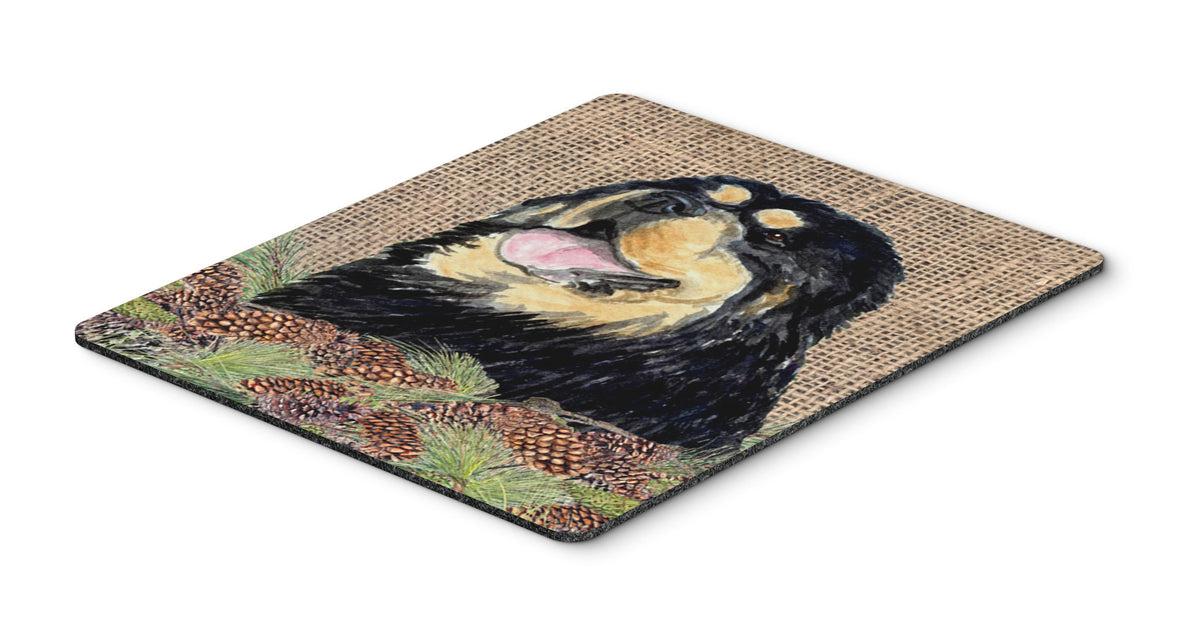 Caroline's Treasures SS4101MP Tibetan Mastiff on Faux Burlap with Pine Cones Mouse Pad, Hot Pad or Trivet for Home Office Gaming Working Computers